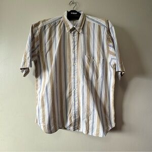 Lipson , Vintage Men's Striped Shirt - Beige and Blue